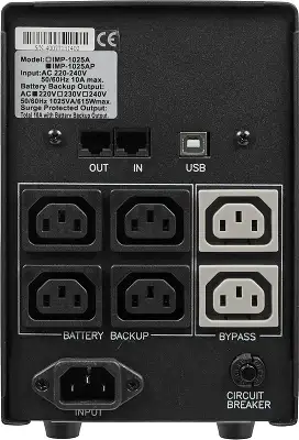 Источник бесперебойного питания Powercom Imperial IMP-1025AP 615Вт 1025ВА черный