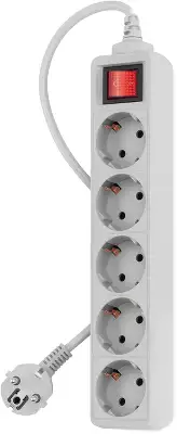 Сетевой фильтр PC Pet AP01006-5-G 5м (5 розеток) серый (пакет ПЭ)