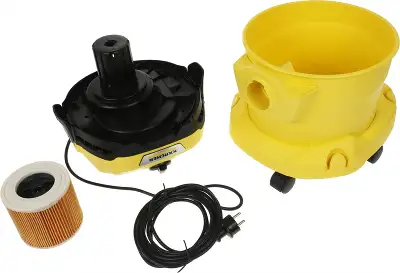 Строительный пылесос Karcher WD 2 Plus V-12/6/18/C 1000Вт (уборка: сухая/влажная) желтый