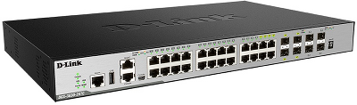 Коммутатор D-Link PROJ Управляемый L3 стекируемый коммутатор, 20x1000Base-T, 4x10GBase-X SFP+, 4xCombo 1000Base-T/SFP, защита от статического электричества до 6 кВ, CLI, порт управления 1000Base-T, консольный по