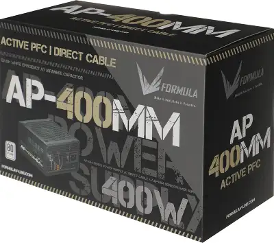 Блок питания Formula ATX 400W AP-400ММ 80 PLUS WHITE (20+4pin) APFC 120mm fan 6xSATA RTL