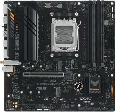 ASUS TUF GAMING A620M-PLUS WIFI (Socket AM5, mATX, 4xDDR5(128GB), 2xDP/HDMI 2.1, 1xPCIe 4.0x16/2xPCIe 3.0, 1xLAN (2.5GbE), Wi-Fi, BT, 4xSATA 6Gb/s, 2xM.2, 2xUSB 3.2, 4xUSB 2.0, 1xPS/2)