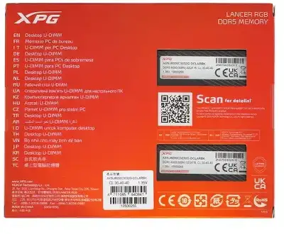 Набор памяти DDR5 DIMM 2x32Gb DDR6000 ADATA XPG Lancer RGB (AX5U6000C3032G-DCLARBK)