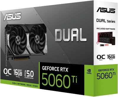 Видеокарта ASUS RTX5060Ti DUAL OC 16GB GDDR7 128bit 3xDP HDMI 2FAN RTL [DUAL-RTX5060TI-O16G]