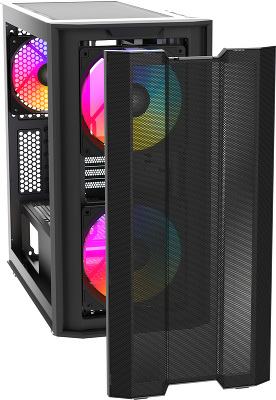 Корпус ПК без блока питания/ Case SAMA S30 Black, Midi-Tower, TG, 2x140mm + 1x120mm ARGB, 1xUSB 3.0 + 1xUSB 3.1 Type-C, mATX, mITX Black