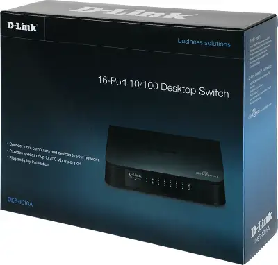 Коммутатор D-Link DES-1016A/E2A 16x100Мбит/с неуправляемый
