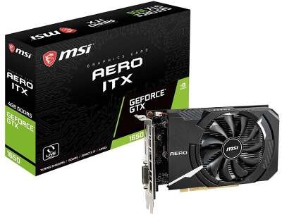 Видеокарта MSI nVidia GeForce GTX1650 AERO ITX 4G 4Gb DDR5 PCI-E DVI, HDMI, DP