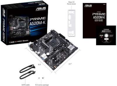 Материнская плата ASUS PRIME A520M-K AM4 mATX 2xDDR4 PCI-Ex16 2xPCI-Ex1 M.2 HDMI VGA GLAN {10}