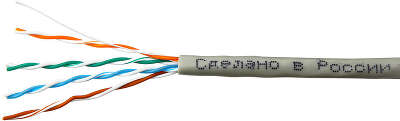 Кабель SkyNet Light CSL-UTP-4-CU, UTP indoor 4x2x0.46, медный, FLUKE TEST, кат.5e, однож., 100м, box, серый