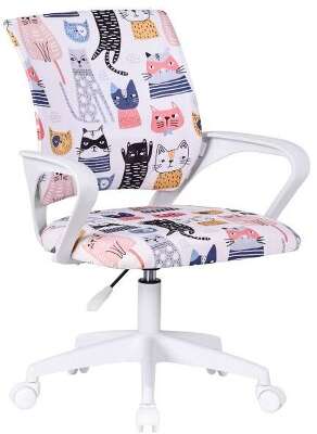Defender Детское компьютерное кресло Fiesta белый + принт коты, ткань, класс1.