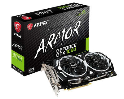 Видеокарта MSI nVidia GeForce GTX1060 ARMOR 6GD5X OC 6Gb DDR5X PCI-E DVI, HDMI, 3DP