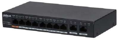 DAHUA DH-PFS3010-8GT-96 10-портовый гигабитный неуправляемый коммутатор с РоЕ, 8xRJ45 1Gb PoE, 2xRJ45 1Gb uplink, суммарно 96Вт, коммутация 20Гбит/с, MAC-таблица 4К, металл