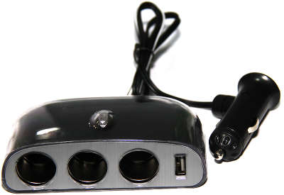 Разветвитель прикуривателя Activcar ACT-WF-0032 (3 выхода + USB), black