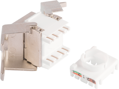 Модуль-вставка NIKOMAX типа Keystone Essential Line, Кат.5е (Класс D), 100МГц, RJ45/8P8C, самозажимной, T568A/B, 180 градусов, полный экран, металлик
