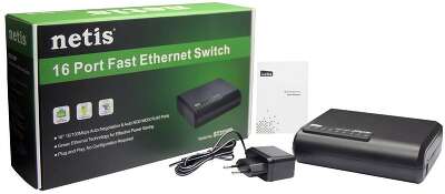 Netis ST3116P Коммутатор неуправляемый, 16 портов, 16х100 Мбит/сек, настольный, пластиковый корпус