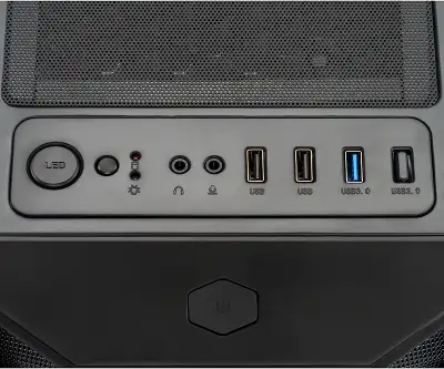 Корпус Оклик OCC-MD302 черный без БП ATX 6x120mm 2xUSB2.0 1xUSB3.0 audio bott PSU