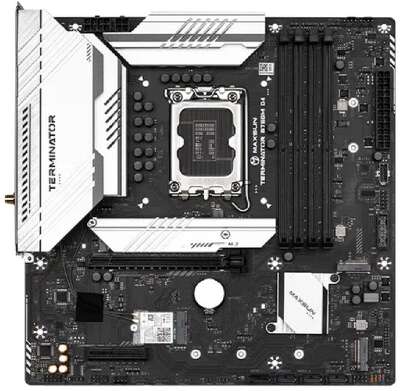 MAXSUN MS-Terminator B760M D4 WIFI V2 (Socket 1700, mATX, 4*DDR4(128Gb), DP/HDMI, 4*SATA3, 3*M.2, 1*PCIEx16/1*PCIEx4, 4*USB2.0, 2*USB 3.2, LAN 1*2,5 G, Bluetooth, Wi-Fi 802.11ax, RTL)