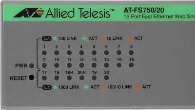 Коммутатор Allied Telesis AT-FS750/20-50 (L2) 16x100Мбит/с 2x1Гбит/с 2xКомбо(1000BASE-T/SFP) неуправляемый