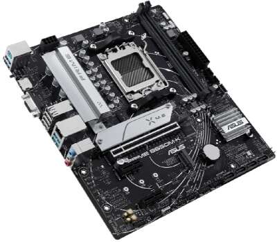 ASUS PRIME B650M-K (Socket AM5, mATX, 2xDDR5(96GB), VGA/HDMI 2.1, 1xPCIe 4.0x16/2xPCIe 4.0, 1xLAN (2.5GbE), 4xSATA 6Gb/s, 2xM.2, 4xUSB 3.2, 4xUSB 2.0, 1xPS/2)