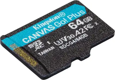 Карта памяти 64 Гб Micro SDXC Kingston Canvas Go Plus G4, Class 10 UHS-I U3 V30 [SDCG4/64GBSP], без адаптера