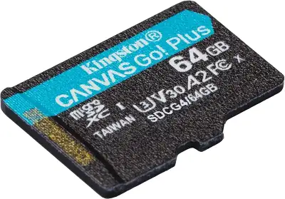 Карта памяти 64 Гб Micro SDXC Kingston Canvas Go Plus G4, Class 10 UHS-I U3 V30 [SDCG4/64GBSP], без адаптера