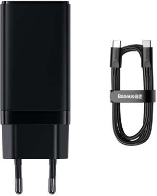 Зарядное устройство Baseus GaN3 Pro Desktop Fast Charger 65W + Xiaobai Cable USB-C 100W, Black [CCGP050101]