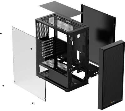 Корпус MiniTower Ocypus Gamma C50 BLACK (mATX, без БП, 2xUSB1.1 Type-A+USB3.2 Type-A) (Gamma-C50-BKG000XX-GL)