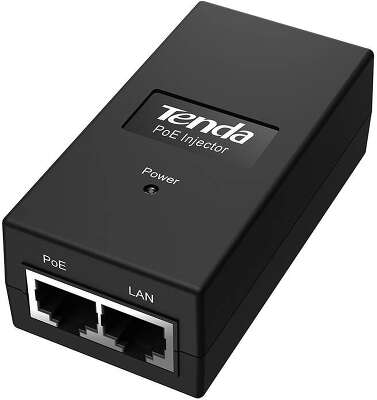 Tenda PoE15F Инжектор PoE, 2 порта FE RJ45, блок питания 15 Вт макс (постоянный ток 48 В), пластиковый корпус