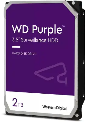Жесткий диск SATA3 2Tb [WD23PURZ] (HDD) Western Digital Purple Surveillance, 5400rpm, 256Mb