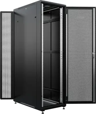 Шкаф серверный NTSS Премиум (NTSS-R42U60120PD/PDD-BL) напольный 42U 600x1200мм пер.дв.перфор. задн.дв.перфор.2-хст. 900кг серый 1110мм 150кг IP20 металл