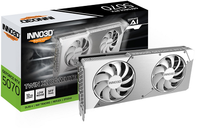 Видеокарта INNO3D RTX 5070 Twin X2 OC WHITE//RTX5070, HDMI, DP*3, 12G,D7