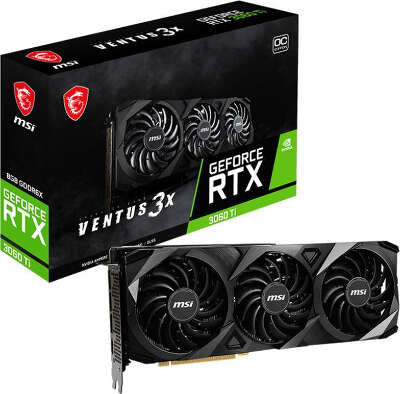 Видеокарта MSI NVIDIA nVidia GeForce RTX 3060Ti VENTUS 3X 8G OC 8Gb DDR6X PCI-E HDMI, 3DP