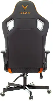 Кресло игровое Knight Outrider черный/оранжевый ромбик эко.кожа с подголов. крестов. металл