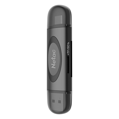 Кардридер Netac card reader WK14, USB3.0+Type-C to mSD/SD, Black (repl. NT09WK14-30BK)