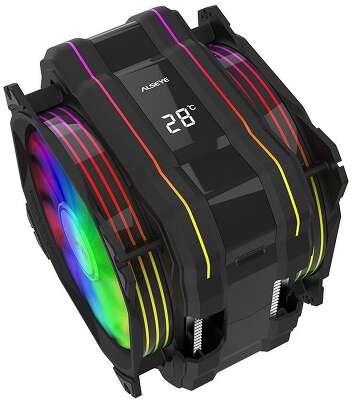 Вентилятор ALSEYE M120D (PLUS) Universal, 200W, Heat pipe 6mm*6, 120mm FAN 700;1900rpm, 73.75CFM, 41.2dBA, 8 LED, LED temperature cover RTL, (874289)