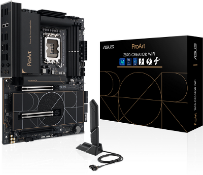 Материнская плата ASUS PROART Z890-CREATOR WIFI, LGA1851, Z890, 4*DDR5, 4*SATA, 5*M.2, 6*USB 3.2, 1*USB 2.0, Type-C, 3*PCIx16, DP+HDMI, ATX; 90MB1JD0-M0EAY0