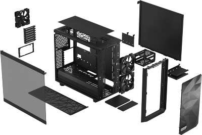 Корпус Fractal Design Meshify 2 Lite Black TG Light Tint, черный, EATX, Без БП (FD-C-MEL2A-03)