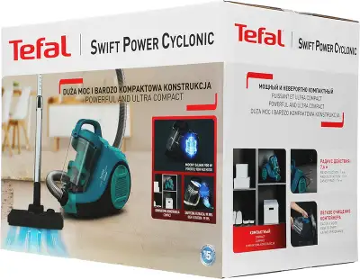 Пылесос Tefal Swift Power Cyclonic TW2922EA 750Вт бирюзовый/черный