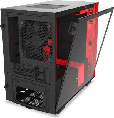 Корпус NZXT H210 Black/red, черный, mini-ITX, Без БП (CA-H210B-BR)