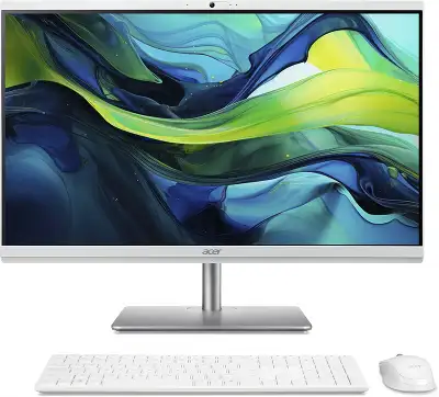 Моноблок Acer Aspire C27-195ES 27" Full HD Core Ultra 5 125U (1.3) 16Gb SSD512Gb Graphics CR Eshell GbitEth WiFi BT 65W клавиатура мышь Cam серебристый 1920x1080
