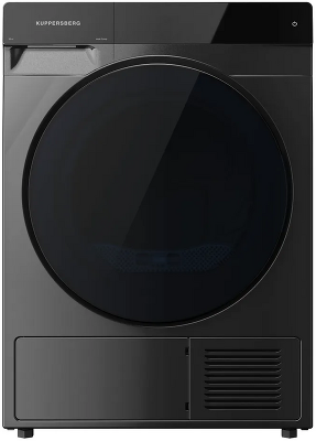 Сушильная машина KUPPERSBERG/ Сушильная машина KUPPERSBERG, High-Tech, загрузка 10 кг, 16 программ, тепловой насос, отсрочка старта, реверс барабана, ультрафиолет, сенсорное управление, блокировка от детей, энергоэффективность А+, цвет серый
