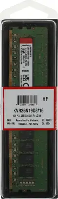 Память DDR4 16Gb 2666MHz Kingston KVR26N19D8/16 VALUERAM RTL PC4-21300 CL19 DIMM 288-pin 1.2В dual rank Ret