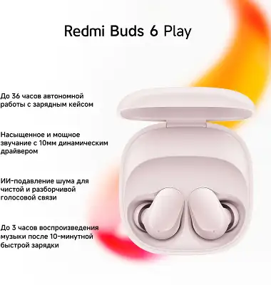 Гарнитура внутриканальные Xiaomi Redmi Buds 6 Play розовый беспроводные bluetooth в ушной раковине (BHR8775GL)