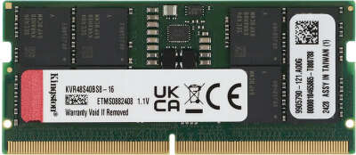 Память DDR5 SODIMM 16Gb, 4800MHz, CL40, 1.1 В, Kingston (KVR48S40BS8-16)