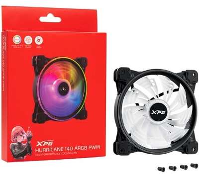 Вентилятор Adata XPG HURRICANE 140 PWM ARGB, 140 мм, 1800rpm, 28.1 дБ, 4-pin PWM, 1шт
