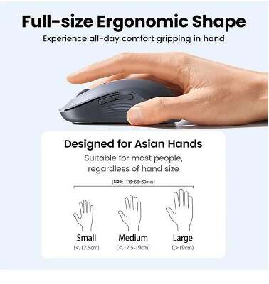 Мышь беспроводная UGREEN M556 (75129) Multi-mode Wireless Mouse BT&GHz. Цвет: серый