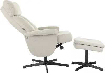 Кресло для дома Бюрократ _Baron с пуфом бежевый металл черный крестов. (_BARON/BEIGE)