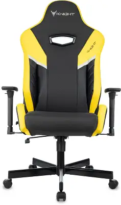 Кресло игровое Knight Thunder 5X черный/желтый эко.кожа крестов. металл