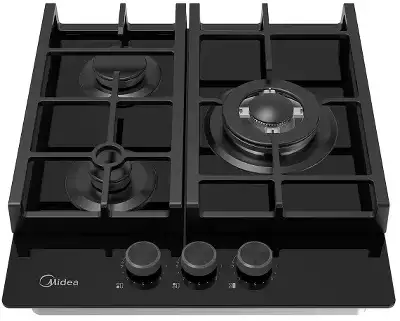 Газовая варочная панель MIDEA/ MDK/Газовая варочная панель MIDEA, 45 см, WOK-конфорка, чугунные решетки, автоподжиг, газконтроль, адаптер для кофе, цвет черный