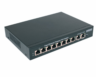 PoE Коммутатор OSNOVO SW-21000/A(120W) Passive PoE коммутатор Fast Ethernet на 10 портов. Порты: 8 х FE (10/100 Base-T, 52V 4,5(+) 7,8(–)) совместимы с PoE (IEEE 802.3af/at), 2 x FE (10/100 Base-T) Uplink. Совместим